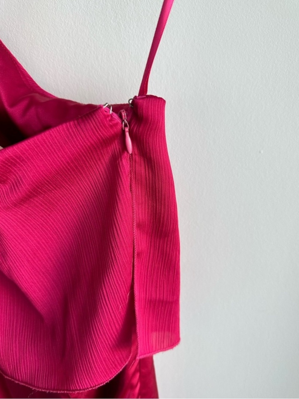 le chateau One-Shoulder Fuchsia Satin Dress with Floral Accent - Picture 3 of 5